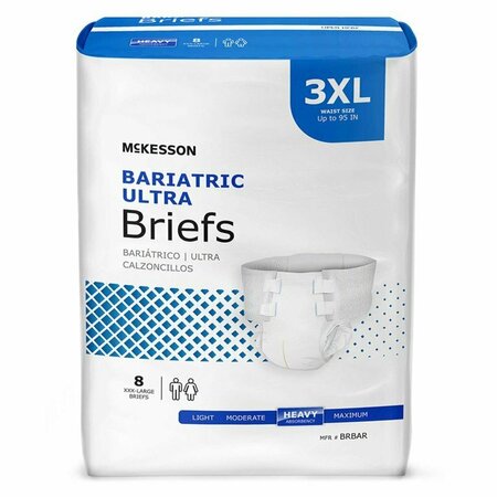 MCKESSON ULTRA BARIATRIC McKesson Ultra Plus Heavy Absorbency Bariatric Incontinence Brief, 3X-Large, 8PK BRBAR